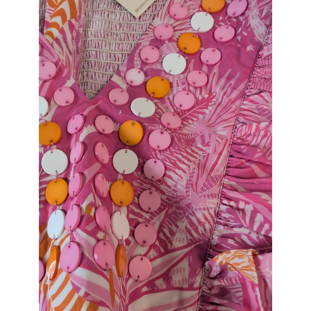 New Sheridan French Stacey Maxi Pink Zebra Dress medallion flutter sleeve XL - Picture 6 of 12